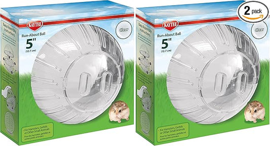 Kaytee 5" Clear Run-About Exercise Ball for Pet Dwarf Hamsters & Mice (Pack of 2)