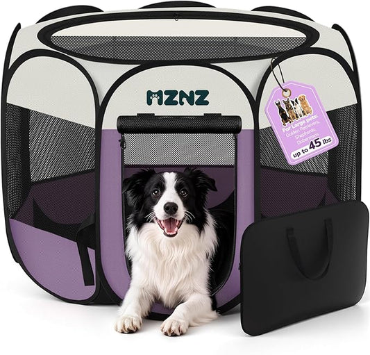 Dog Playpen, Portable Puppy Pet Crate Indoors for Small/Medium/Large Dogs Cats Rabbits, Foldable Dog Cage Enclosure for Outdoor, Pop Up Dogs Tent Kennel with Carrying Case, Purple