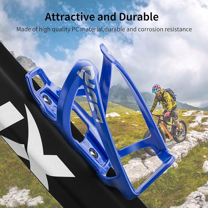 Suruid Bike Water Bottle Cage, Universal Drink Holder, Durable Ultralight Plastic Bottle Holder for Cycling, 2 Pack - Blue