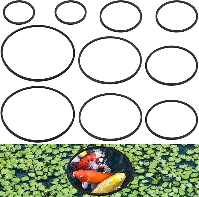 PAGOW 10pcs Fish Feeding Rings Set, Floating Aquarium Plant Corral, Round Fish Feeder Rings for Fish Tank, Floating Plant Ring, Fish Tank Aquarium Accessories for Betta (Black)