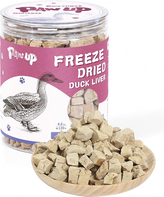 PAWUP Freeze Dried Duck Liver Cat Treats, Dog Liver Treats, High Protein Snack for Dogs, Cats, Healthy Single Ingredient, Rawhide Free, Grain Free, 4.6 oz
