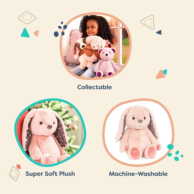 B. toys – 12-Inch Pink Plush Bunny – Huggable Stuffed Animal Bunny Toy – Soft & Cuddly – Washable – Newborns, Toddlers, Kids – 0+ Months