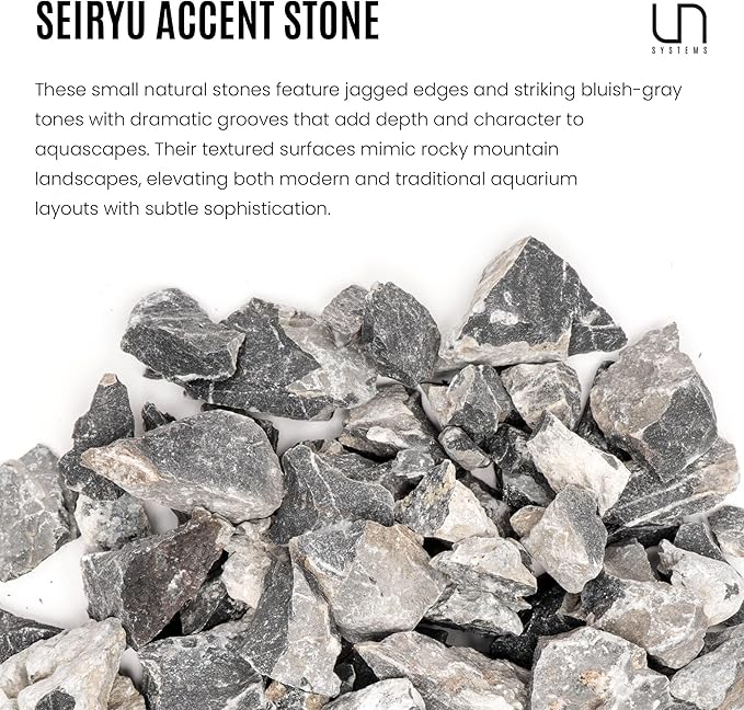 UNS Accent Stone - Aquascaping Hardscape for Freshwater Aquarium Aquascape - Shrimp, Turtle, Betta Fish Tank Decoration - Blue Gray Small Rock for Terrariums & Vivariums - Seiyru Mountain Stone, 3 lb