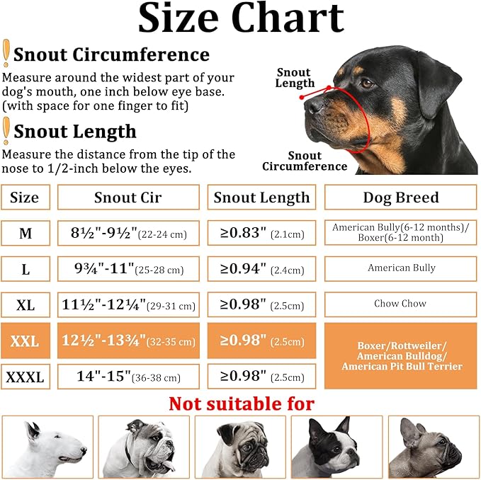 Mayerzon Pitbull Muzzle, Soft Muzzle for American Bully Bulldog Boxers Rottweilers, Anti Fierce Barking Biting Chewing Mouth Guard for Medium Large Short Snout Dogs in Grooming Walking Vet Visits
