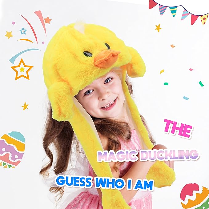 Bubblepompom Animal Hat with Ears Moving Jumping Pop Up Beating Hat Plush Holiday Cosplay Dress Up Funny Gift for Kids
