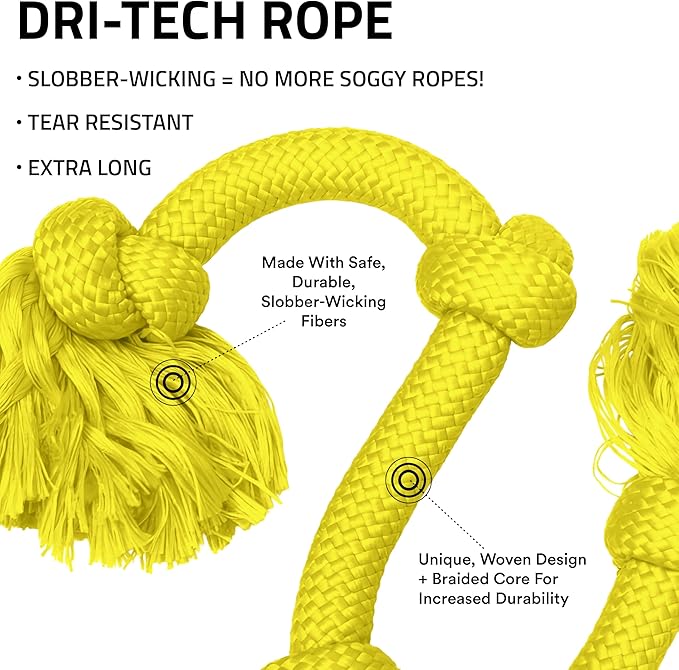 Playology Dog Toys | Dri-Tech Rope Tug of War Dog Toy for Tough Chewers | Chicken Scented Mega Size Tug Rope Toys for Extra Large Dogs