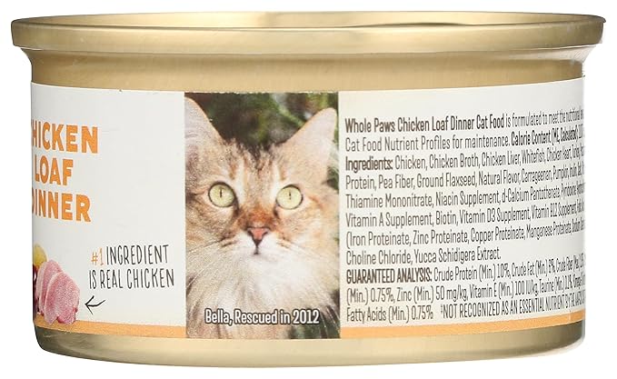 Whole Paws, Wet Cat Food, Chicken Loaf Dinner, 3 Ounce