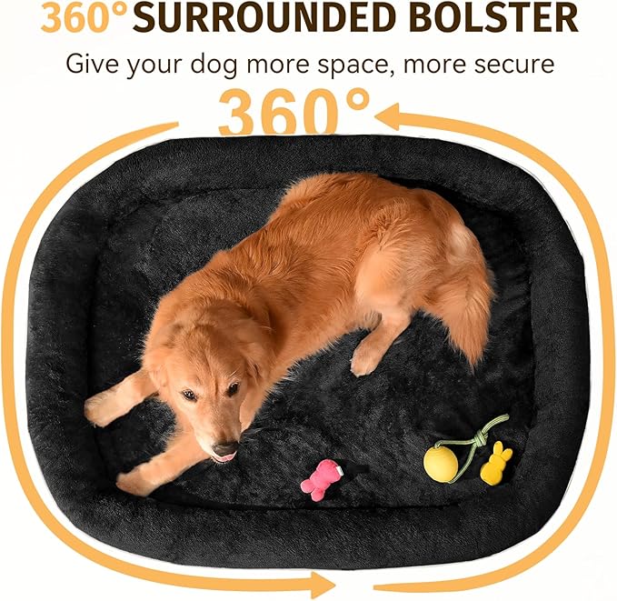 Orthopedic Dog Bed for Medium Dogs, Waterproof Dog Bed with Removable Bolsters, Egg Crate Foam Pet Couch for Medium Size Dog with Machine Washable Cover & Non-Slip Bottom, Black