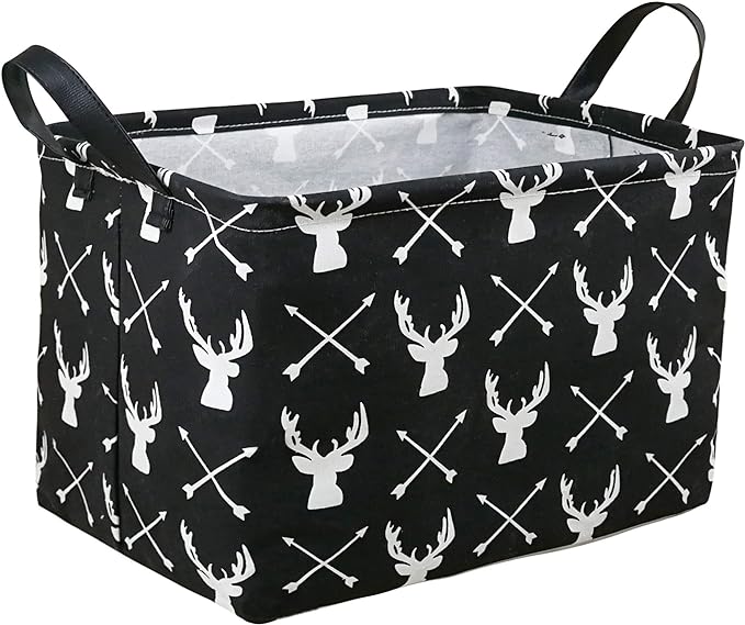 Kid Storage Basket Gift Shelf Basket Toy Storage Bin, Nursery Basket Organizer Box for Children Room Deco With Handles (Deer)