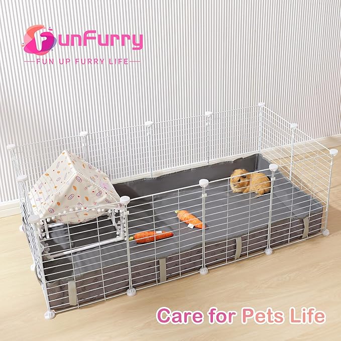 Funfurry Waterproof Guinea Pig Cage Liner,Washable Tarp Bottom Base,Cage Liners for Small Animals,Hamster Chinchilla Hedgehog Ferret Rabbit. (Dark Grey-Paw, 28" X 56")
