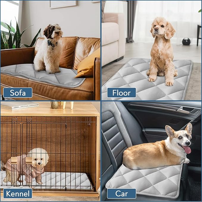Magik & Kover Dog Crate Pad 2 Pack (30" x 19"), Soft Dog Crate Mat with Anti-Slip Bottom, Machine Washable Kennel Pad, Fits 30 Inch, Grey