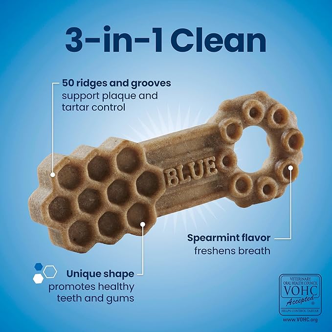 Blue Buffalo Dental Chews Large Natural Dog Treats, Chicken & Spearmint 11-oz Bag (7 Count)