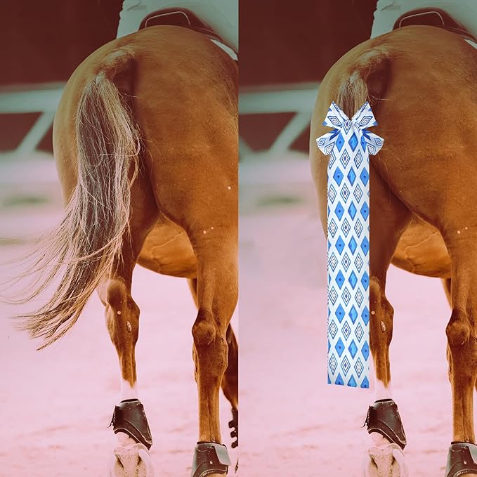 Huhumy 6 Pcs Horse Tail Bag Breathable Guard 22" Slip on Horse Care Tail Wrap 2 Strand Closure Straps Grooming Supplies to Keep from Dirt Breakage Rubbing 6 Designs(Modern Style)