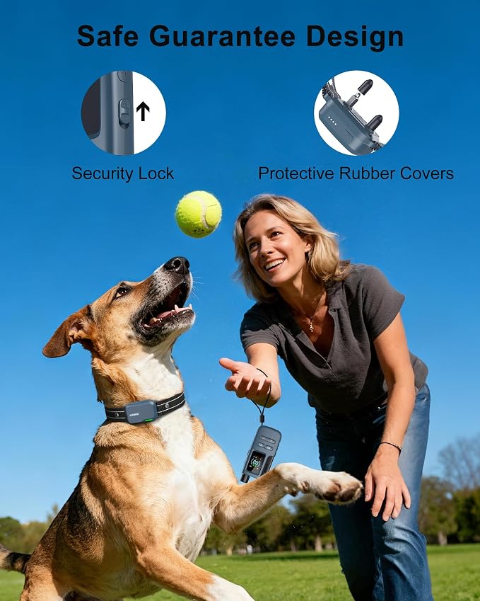 Dog Shock Collar - 4500FT Dog Training Collar with Remote, IPX8 Waterproof Electric Dog Collar with 4 Training Modes, Security Lock, Rechargeable eCollar for 10-120lbs Dogs(Bright Blue 1 Pack)