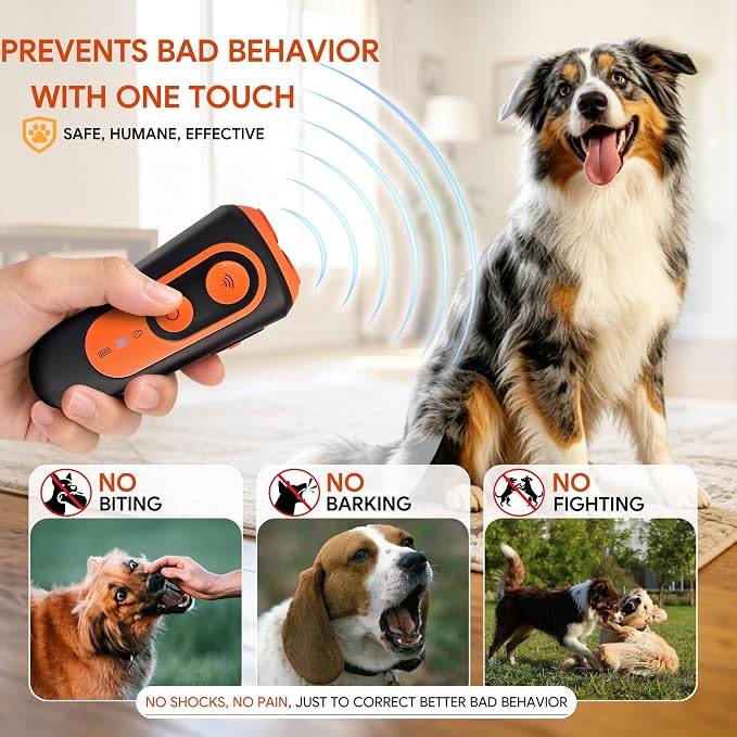 HYCFYJR Dog Bark Deterrent Device Anti Barking Device for Dogs Barks No More Indoors Outdoors Behavior Correct Safe & Humane Rechargeable with Flashlight Correct Bad Behavior of Own or Neighbor's Dog