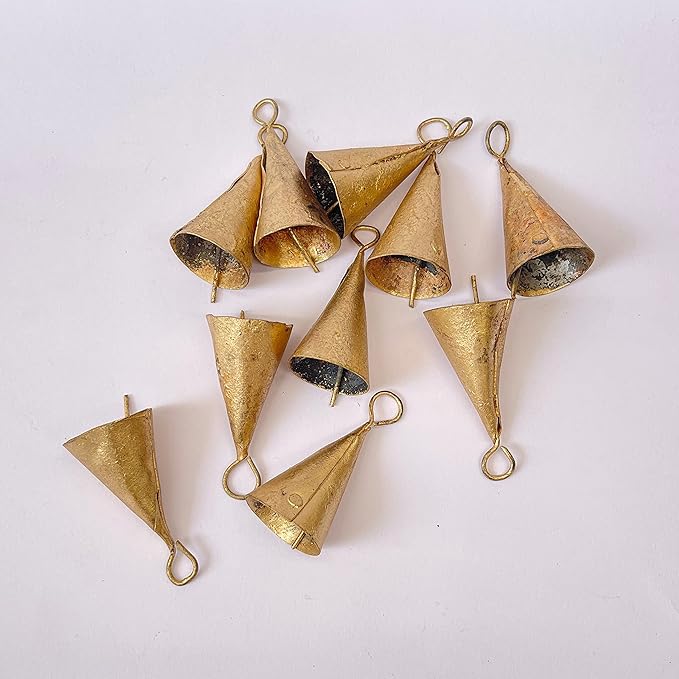10 Pcs 1.75 Inch Bells for Crafts , Home Decor , Christmas Bell Ornaments , Christmas Bell Decorations , Christmas Bells for Decoration - Vintage Jingle Bells Small Gold Bell Witch Cow Bells