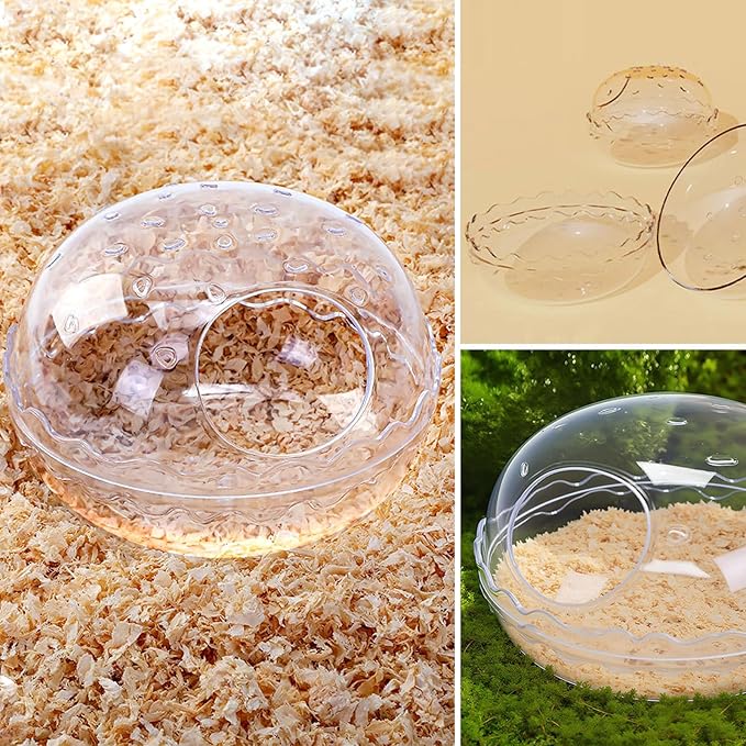 Hamsters Bathtub Box,Hamster Bathroom,dust Bath for Hamster,Hamster Sand Bath Container,Hamster Bath,Hamster Bathing Bowl,Transparent Toilet for for Hamster Cage Accessories (5.5x5.5x4 inch)