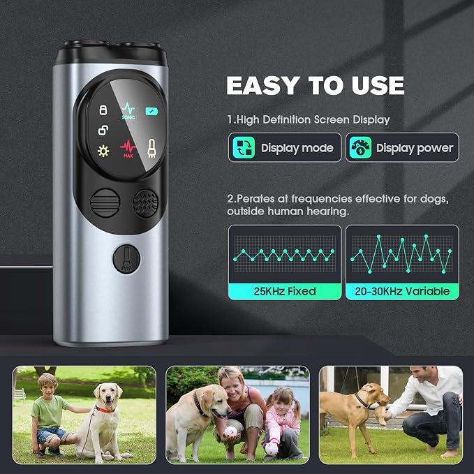 Anti Barking Device, 3 Adjustable Frequency Ultrasonic Dog Barking Deterrent Devices Pet Gentle Anti Barking Device Sonic Bark Control Device Stop Dog Barking Device Indoor Outdoor for Dogs Anti Bark