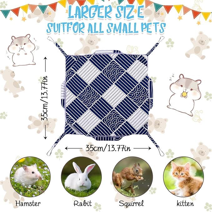3 Tier Guinea Pig Cage Accessories,Ferret Rat Hammock, 13.7x13.7 Inches,Pet Cage Hanging Bunkbed Hammock for Small Animals, Guinea Pig, Ferret, Squirrel, Chinchilla, Rat,Parrot