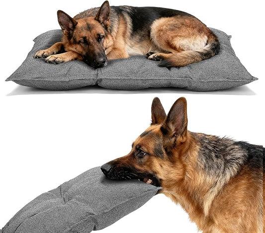 Veehoo Indestructible Dog Bed for Crate, Chew Proof Dog Crate Pad with Reinforced Corners, Small Washable Chew Resistant Pet Mat for Kennel, 24" x 18"