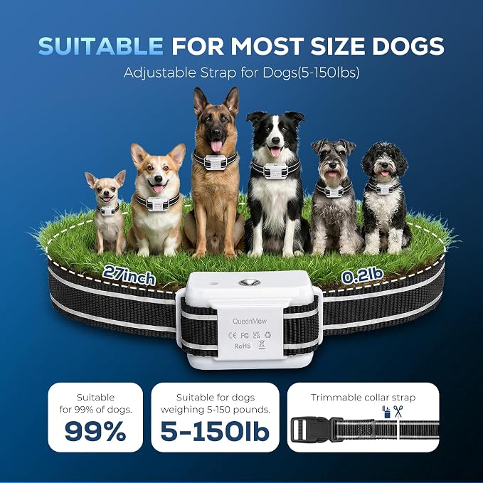 Citronella Bark Collar, Dog Bark Collar for Large Medium Small Dogs, Bark Collar with Adjustable Spray & Sensitivity, Rechargeable Anti-Bark Collar for Dogs with Safe, 2 Collar Straps(White)