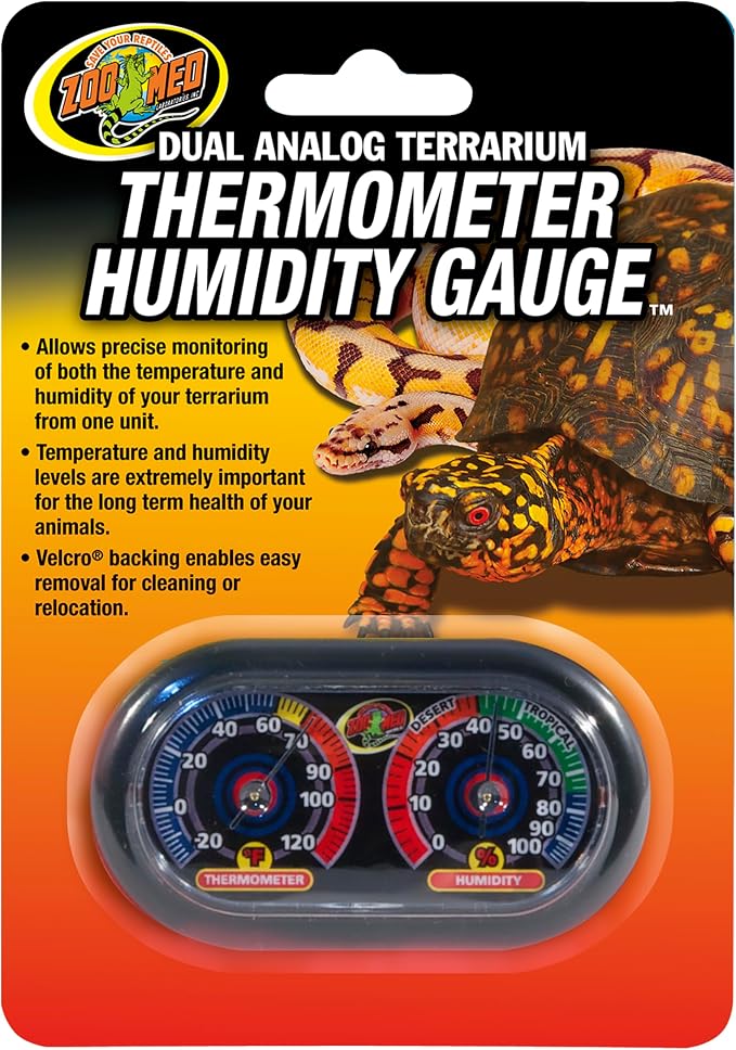 Zoo Med Economy Analog Dual Thermometer and Humidity Gauge, 6 x 4"