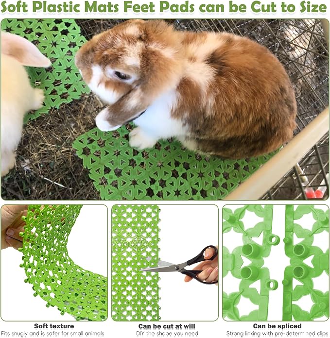 kathson 16PCS Rabbit Mat Plastic Cage Mat Floor Mats Bunny Hole Leak Water Pads for Pet Cats Dogs Hamster Rat Chinchilla Guinea Pig and Other Small Animals