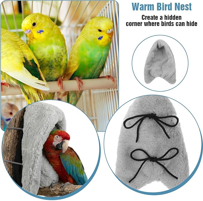 Comfort Corner Fleece Bird Blanket for Cage Cuddle Nest Hanging Warmer Parrot House Cozy Birds Bed Warm Birds Shelter Bed for Cage Hanging Hammock Toy for Greys Parakeet Cockatiel Conure