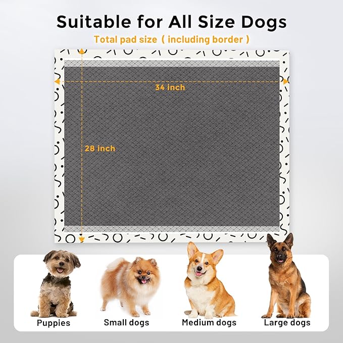 ZOMISIA Charcoal Puppy Pee Pads for Dogs Extra Large, 28"x34" 30 Counts + 1 Extra Health Monitoring Pad - XL Dog Potty Training Pads Disposable, Odor-Control, Super Absorbent Leak-Proof
