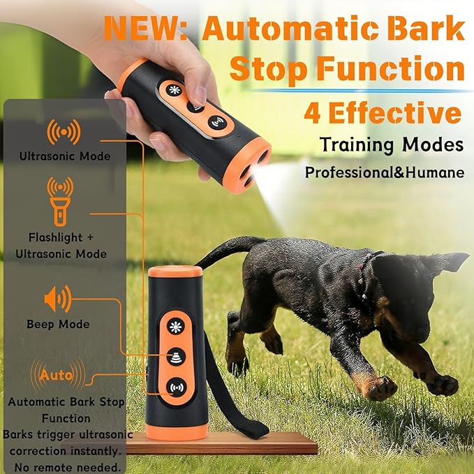 Dog Bark Deterrent Device, Upgraded Ultrasonic Anti Barking Device for Dogs, 35FT Range Auto Barkshield for Own & Neighbor's Dog, Safe & Effective No Barking Device for Dogs