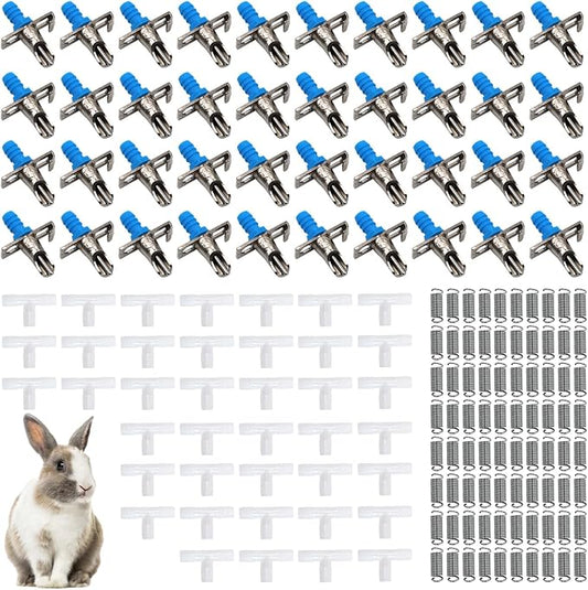 Automatic Rabbit Watering Kit Include 40 Nipple Drinker Feeders, Rabbit Watering System Nipples Waterer Drinking Nipples Rabbits Drinker for Small Animals