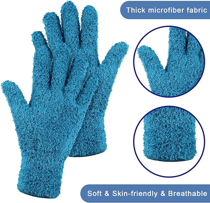 Patelai 3 Pairs Microfiber Plant Dusting Gloves Leaf Cleaning Gloves for Indoor Plants, Blinds, Furniture, House (Purple,Blue,Rose Red,Medium)