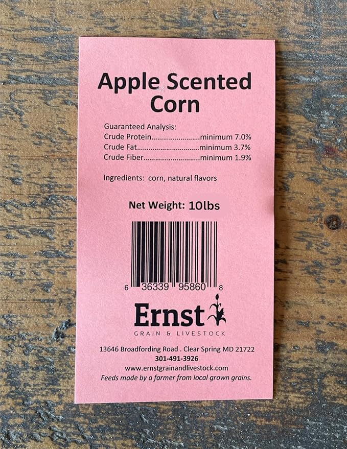 Ernst Grain & Livestock Apple‑Scented Whole Corn Feed – Premium 10 lb (160 oz) Portable Bag – Natural Fruit Aroma for Livestock, Poultry & Small Animals – All‑Natural, Unprocessed, Family Made