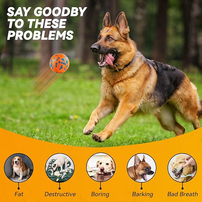 FUSOTO 2Pcs Dog Balls, Tennis Balls for Dog Aggressive Chewers, for Large Medium Small Puppy, Training Catch&Fetch, Water Floats Toys, Orange