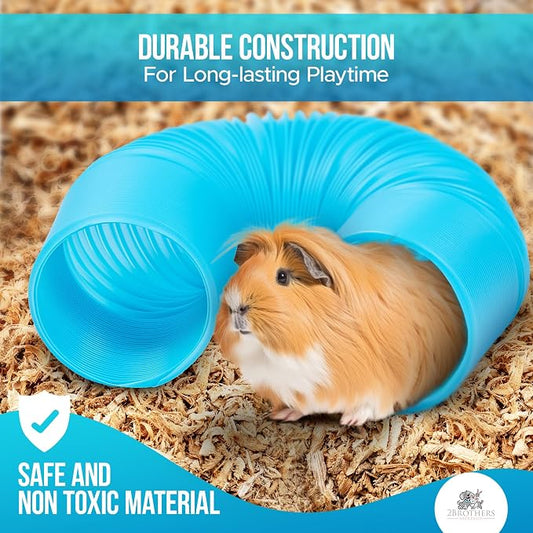 Guinea Pig Tunnels and Hamster Tubes - Fun Ferret Tunnels - Ideal Rat Cage Accessories - Collapsible Guinea Pig Toys for Boredom Relief - Grey