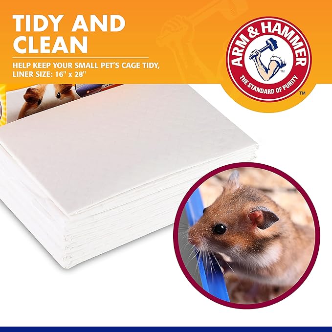 Arm & Hammer Super Absorbent Cage Liners for Guinea Pigs, Hamsters, Rabbits & Small Animals, Odor Control Cage Tray Liners for Wire or Mesh Grate Cages, Trim to Fit, 7 Count (Pack of 2)
