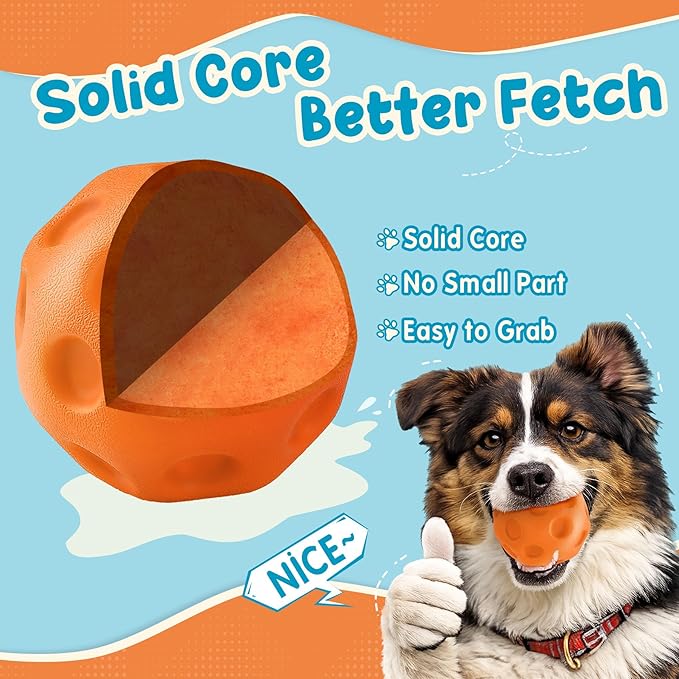 KIPRITII 3 Pack Dog Balls for Medium & Large Dogs - High Bounce & Floating Fetch Balls, Interactive Outdoor Toys with Easy-Pickup Grooves, Bright Orange