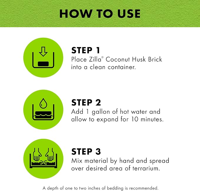 Zilla Coconut Husk Brick, Organic Bedding for Reptiles, Made with 100% Coconut Fiber, Ideal for Tropical Habitats and Egg Incubation, (Pack of 2)