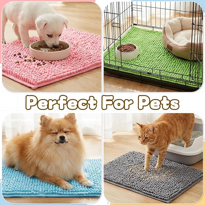 8PCS Guinea Pig Cage Liners, 15 x 11 Inch Washable Chenille Bedding Pee Pads, Reusable Waterproof Anti-Slip Pet Cage Training Sleeping Mat for Small Animals Bunny Rabbit Hamster (4 Colors)