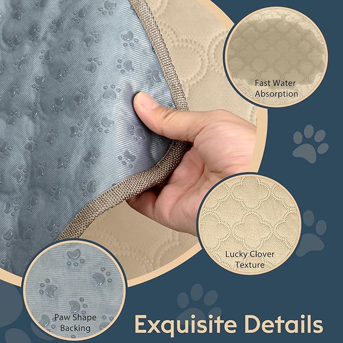 FunFurry Washable Pee Pads for Dogs - 2 Pack Reusable Waterproof Puppy Training Pads, Super Absorbent with Dog Paw Shape Non-Slip Backing (Cream, 36" X 41" - 2 Pack)