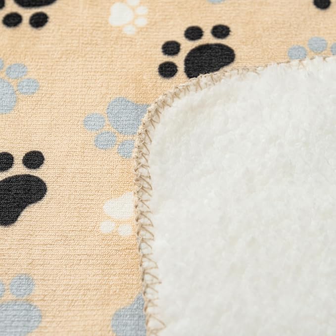 Dog Blankets Waterproof Pet Blanket Paw Printing Super Soft Warm Fluffy Facecloth Sofa Car Bed Protector, Urine Proof Washable for Puppy Large Dogs & Cats 50"*60" Beige