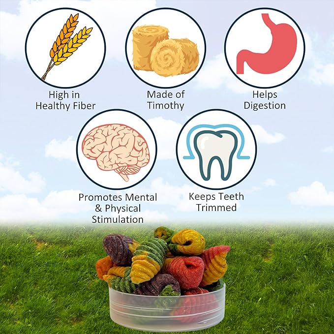 Exotic Nutrition Crunchy Swirls - Fun & Unique Timothy Hay Treat - Rabbits, Guinea Pigs, Hamsters, Chinchillas, Prairie Dogs, Degus, Rats, Squirrels & Other Herbivores (4.7 oz.)