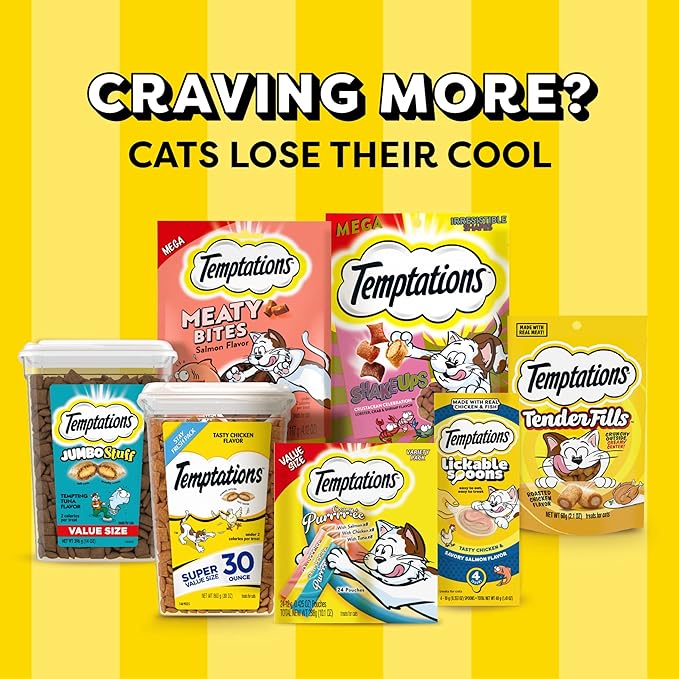 Temptations Cat Treats, Classic Crunchy and Soft Cat Treats, Seafood Medley Flavor, 16 oz. Tub