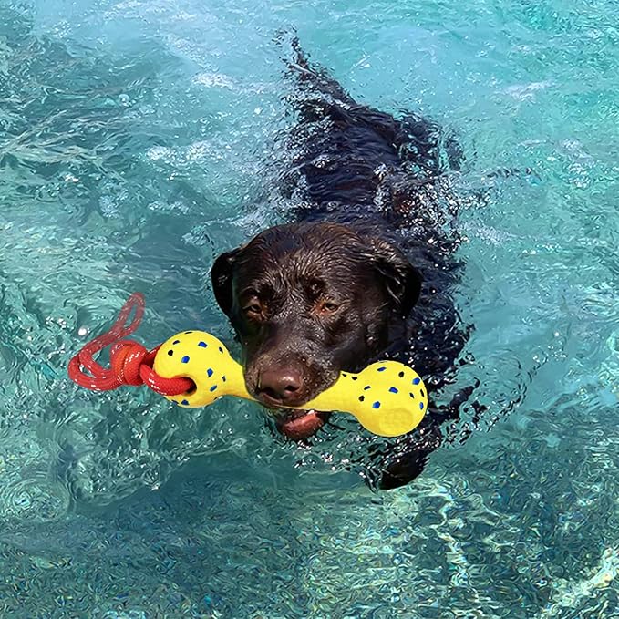 BABORUI Floating Dog Pool Toy – Durable E-TPU Dog Water Toy for Fetch & Chew, Bright Floating Dogs Toys for Pool, Beach & Outdoor Play – Dogs Beach Essentials (Yellow & Blue Stick)