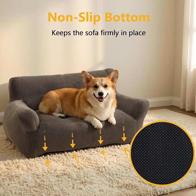 Lovupet Dog Couch for Small Medium Breed, Dog Sofa Bed Full Filled Sponge, No Assembly Need, PS581 (Mocha)