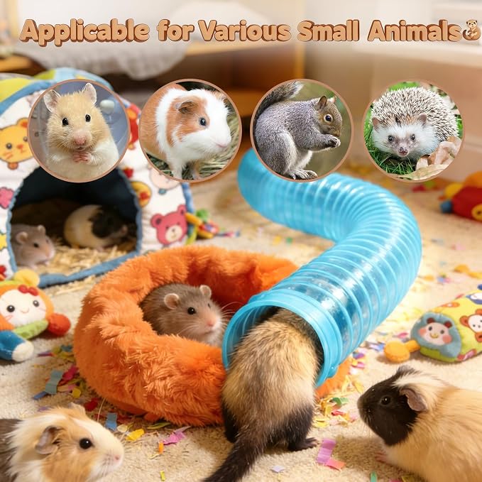 Mity rain Ferret Toys with 3 Balls Inclueded | Collapsible Tunnel Tube Accessories for Ferrets, Guinea Pigs, Hamsters, Expandable Interactive Toys Supplies for Small Pets