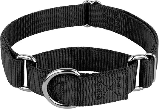 Country Brook Petz - Martingale Dog Collar - Heavy-Duty Training Collar with No Buckle - Service Dog Collar for All Pups - 20 Vibrant Colors (Black, 1 Inch, Medium)