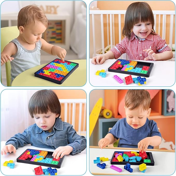 Ainiv Pop Puzzle Popper Fidget Game, Push Pop Brain Teasers Toy, Silicone Jigsaw Building Blocks Game Board, Educational Learning Puzzle and Intelligence Toys for Anxiety & Stress Relief