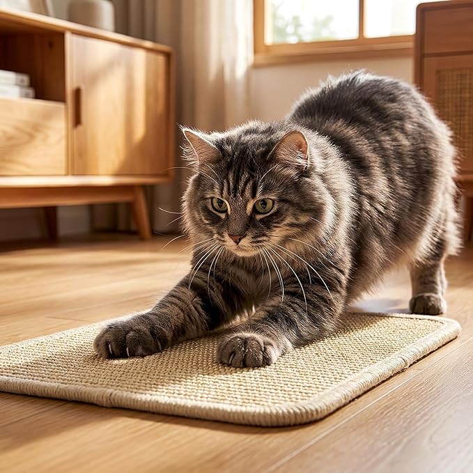 Pumtus 4 Pcs Rabbit Scratch Mat, 16 x 12 in Natural Sisal Bunny Scratching Pad, Rabbit Claws Teeth Care Resting Rug, Animal Chew Toy Forage Cage Accessories for Grinding, Biting, Sleeping, Nesting