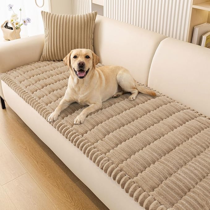 Smiry Couch Cover for Dogs, Non Slip Washable Sofa Protector for Pets, Soft Furniture Cover for Pet, Stylish Sofa Covers, Cozy Protect Against Fur, Dirt & Everyday Messes (Khaki, 27.6" x 70.9")